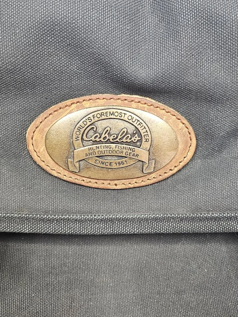 Cabela's | Canvas Leather Messenger Laptop Travel Bag | Black